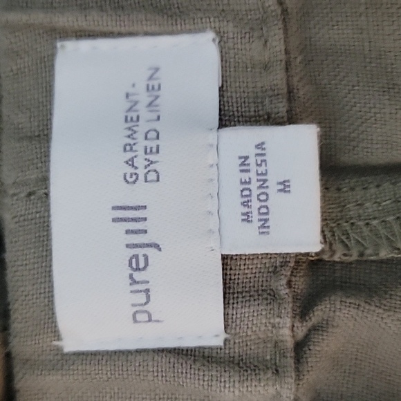J. Jill Green Garment Dyed Linen Roll Tab Pull-on Pants Size Medium M - Picture 8 of 10